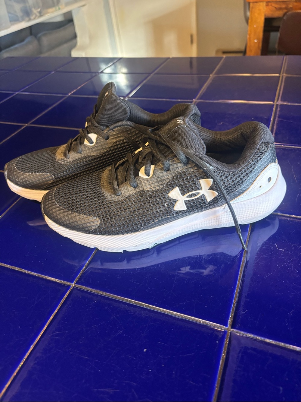Under Armour Kids Black and White Mesh Athletic Sneakers